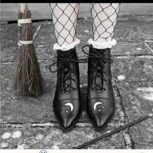 Yru aura whimsigoth whimsical witchy goth celestial lunar Black Ankle Booties